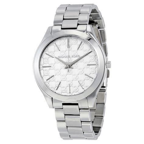 michael kors silver runway watch used|michael kors stainless steel watch.